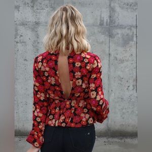 Floral Cutout Bell-sleeve Top